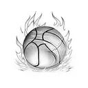 basketball with fire tattoo design idea