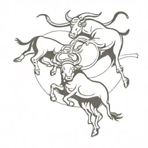 There's a bull and a matador dueling in the sky tattoo design idea