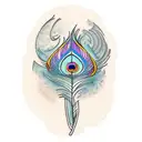 words joing and forming a peacock feather tattoo design idea