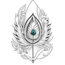 words joing and forming a peacock feather tattoo design idea