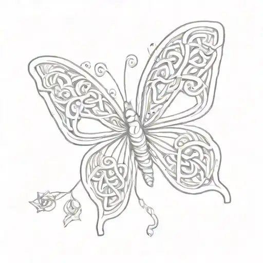 butterfly made of celtic knots, shamrocks  tattoo design idea