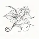 B cursive with lily tattoo design idea
