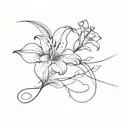B cursive with lily tattoo design idea