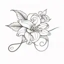B cursive with lily tattoo design idea