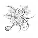 B cursive with lily tattoo design idea