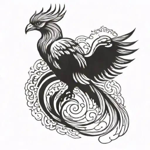  pheonix with number 2004 tattoo design idea