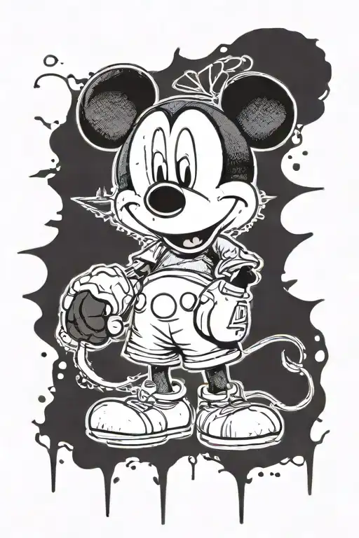 boxing stance Mickey mouse  tattoo design idea