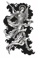 Archangel Gabriel fighting tattoo design idea
