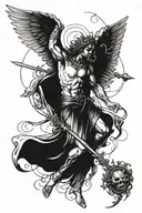Archangel Gabriel fighting demons tattoo design idea