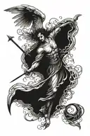 Archangel Gabriel fighting demons tattoo design idea