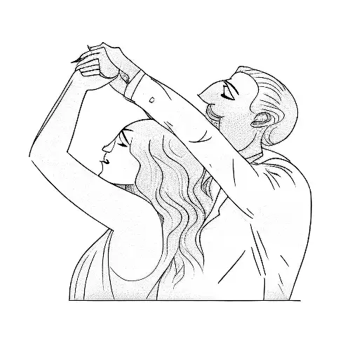 a man and woman dancing tattoo design idea