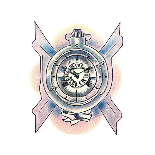 Cross with time and sobriety incorporated tattoo design idea