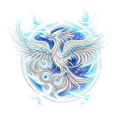 A design incorporating a phoenix rising from the ashes, symbolizing renewal and rebirth, with elements of your favorite lake integrated into the background to represent the healing power of nature tattoo design idea