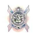 Cross with time and sobriety incorporated tattoo design idea