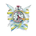 Cross with time and sobriety incorporated tattoo design idea