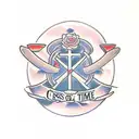 Cross with time and sobriety incorporated tattoo design idea
