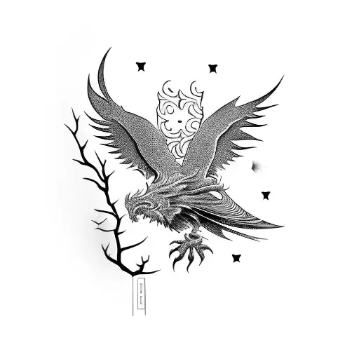 carpe koï soleil Phoenix lumière amour lune corbeau univers tattoo design idea