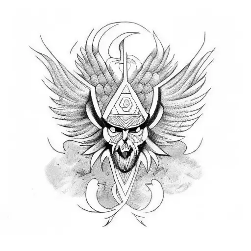 warrior with Phoenix tattoo design idea