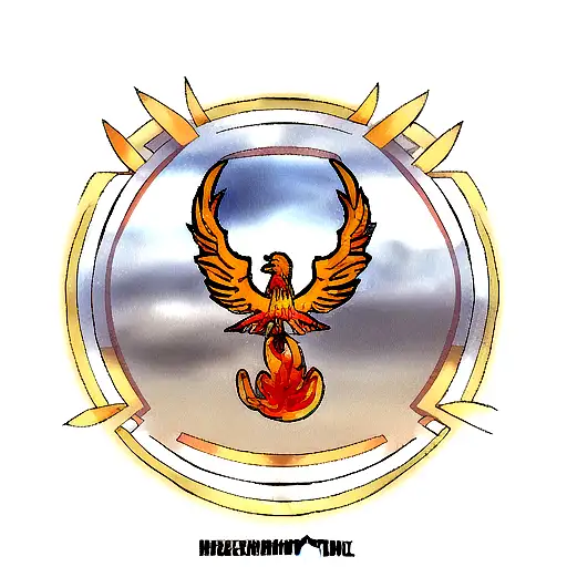 warrior with Phoenix tattoo design idea