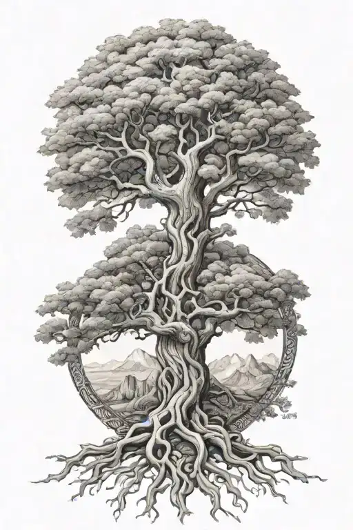 yggdrasil tree tattoo design idea
