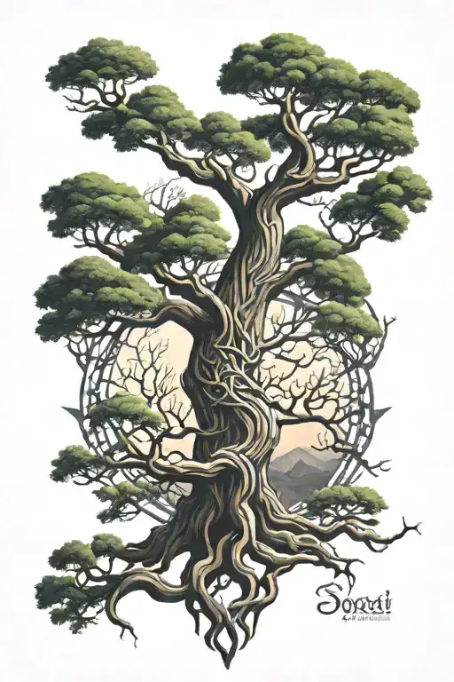 yggdrasil tree tattoo design idea