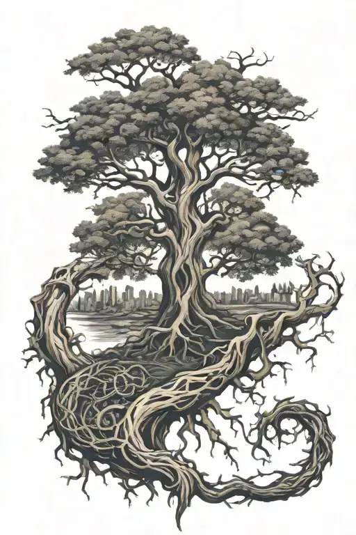 yggdrasil tree tattoo design idea