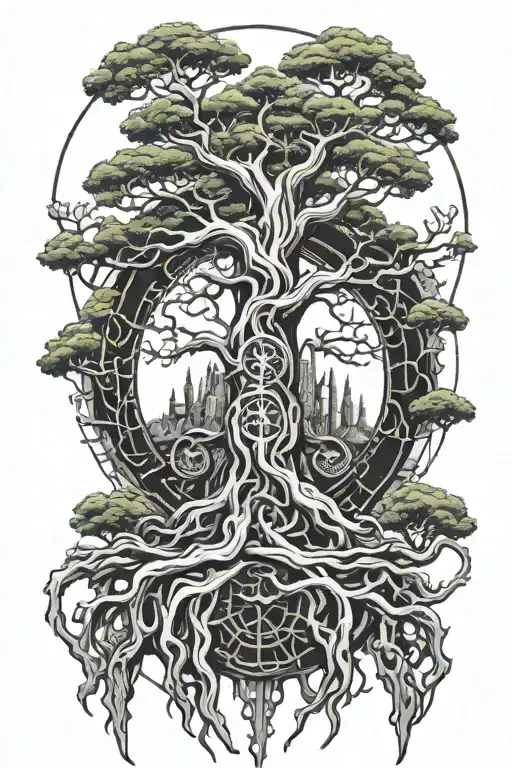 yggdrasil tree tattoo design idea