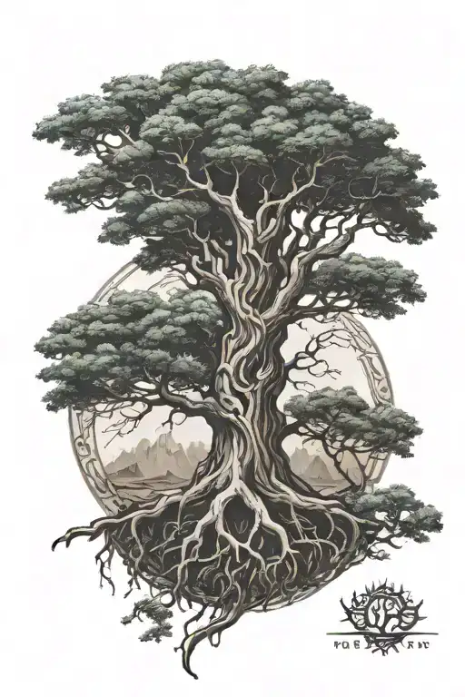 yggdrasil tree tattoo design idea