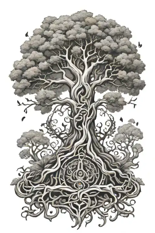 yggdrasil tree tattoo design idea