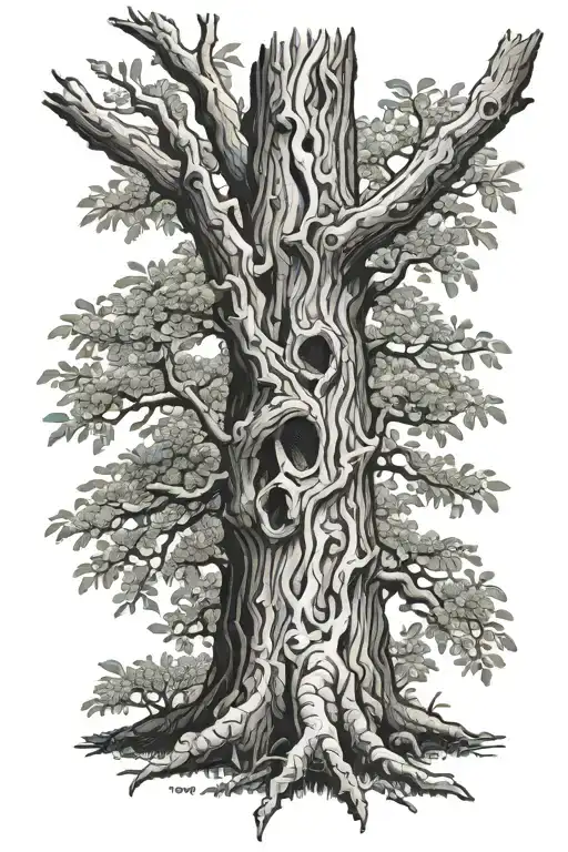 ash tree trunk symbolizing the connection tattoo design idea