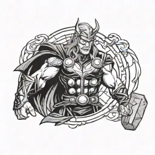 Thor choosing between light and dark with a thunderbolt tattoo design idea