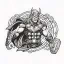 Thor choosing between light and dark with a thunderbolt tattoo design idea
