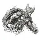 Thor choosing between light and dark with a thunderbolt tattoo design idea