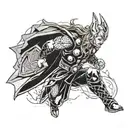 Thor choosing between light and dark with a thunderbolt tattoo design idea