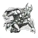Thor choosing between light and dark with a thunderbolt tattoo design idea