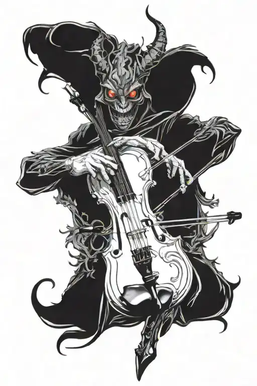 evil Demon playing violin  tattoo design idea