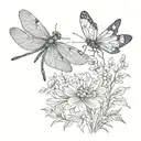 dragonfly and butterfly tattoo design idea