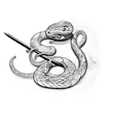 celtic sword with snake wrapped around it  tattoo design idea