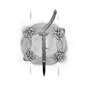 celtic sword with snake wrapped around it  tattoo design idea