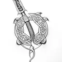 celtic sword with snake wrapped around it  tattoo design idea