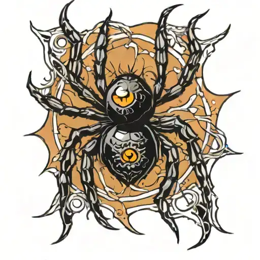 black spider with a small  eye on its abdomen tattoo tattoo design idea