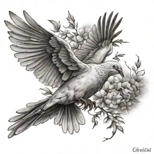 Create a dove bird for my cousin who committed suicide for forearm tattoo design idea