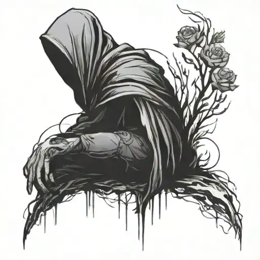 Create a simple but powerful sketch tattoo for my cousin Dejuan (a boy) who committed suicide in 2019. No face.  tattoo design idea