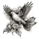Create a dove bird for my cousin who committed suicide for forearm tattoo design idea