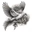 Create a dove bird for my cousin who committed suicide for forearm tattoo design idea