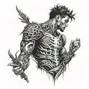 Create a simple but powerful sketch tattoo for my cousin Dejuan (a boy) who committed suicide in 2019. No face.  tattoo design idea