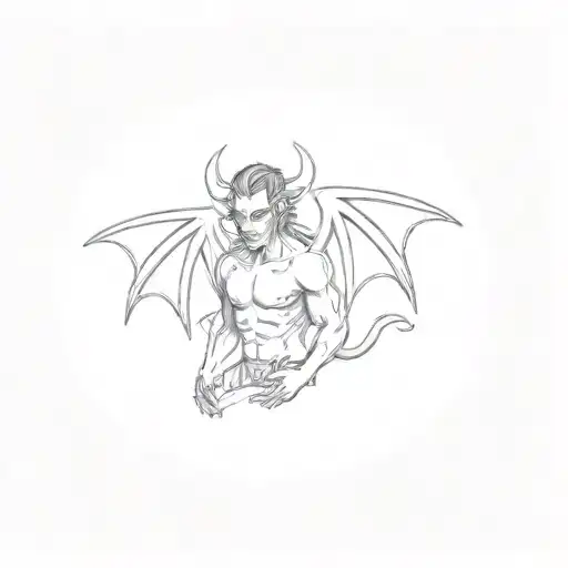 a devil with wings tattoo design idea