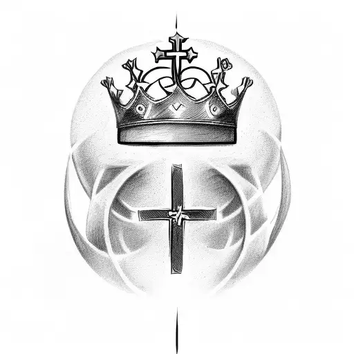 three simple crosses with the text "King of Kings under tattoo design idea