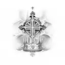 Three crosses with Kings of Kings under tattoo design idea