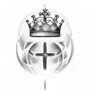 three simple crosses with the text "King of Kings under tattoo design idea